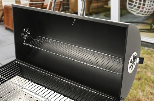 GRILL OGRODOWY WĘGLOWY Z POKRYWĄ DUŻY RUSZT 71x34,5cm POPIELNIK 3 PÓŁKI na Arena.pl
