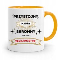 Kubek Żółty Dla Zegarmistrza Przystojny Mądry Z Nadrukiem Ze Zdjęciem