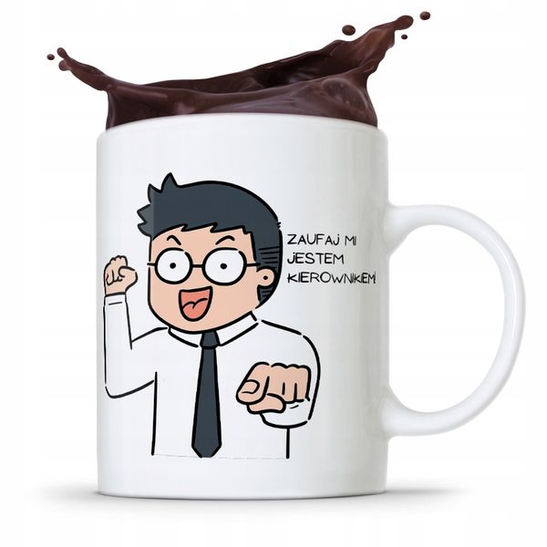 Kubek Prezent Dla Kierownika Zaufaj Mi! Z Nadrukiem Ze Zdjęciem zdjęcie 1