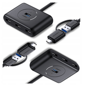 hub usb 3.0 + usb-c 3.1 ugreen 4-portowy, otg  cr113 (czarny)