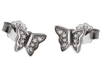 Eleganckie rodowane srebrne kolczyki motyle butterfly białe cyrkonie srebro 925 K2314