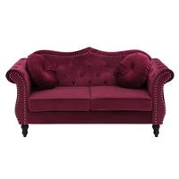 Sofa 2-osobowa welurowa bordowa SKIEN