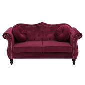 Sofa 2-osobowa welurowa bordowa SKIEN