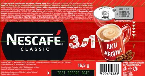 Nescafé 3in1 Classic Rozpuszczalny napój kawowy 330 g (20 x 16,5 g) na Arena.pl