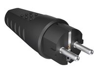Wtyczka WT-54 PR prosta czarna hermetyczna gumowa