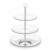 PATERA 3 POZIOMOWA OKRAGLA TALERZ MISA PATERA NA CIASTO TORT OWOCOW SZKLANA