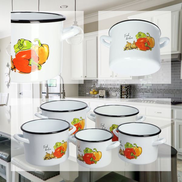 GARNEK GAR EMALIOWANY DUŻY DO ROSOŁU 18cm 3,4 L zdjęcie 6