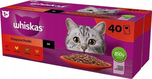 Whiskas Klasyczne Posiłki Mix smaków Karma w sosie dla kota 40x85g na Arena.pl