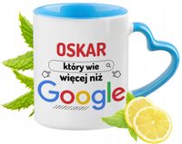 Dla Oskara Kubek Błękitny Z Uszkiem W Kształcie Serca Na Prezent Na Kawę