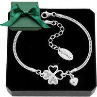 SREBRNA BRANSOLETKA KONICZYNKA CYRKONIE SERCE PRÓBA 925 + GRAWER GRATIS