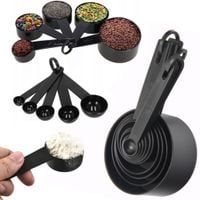 Miarki kuchenne łyżeczki pomiarowe kubki czarne funkcjonalne komplet 10 szt