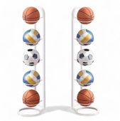 Stojak na 5 piłek półka organizer przechowywanie piłek pionowy biały