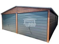 Garaż blaszany 6x9 2x Brama 4x okno + drzwi Blachodachówka GP126