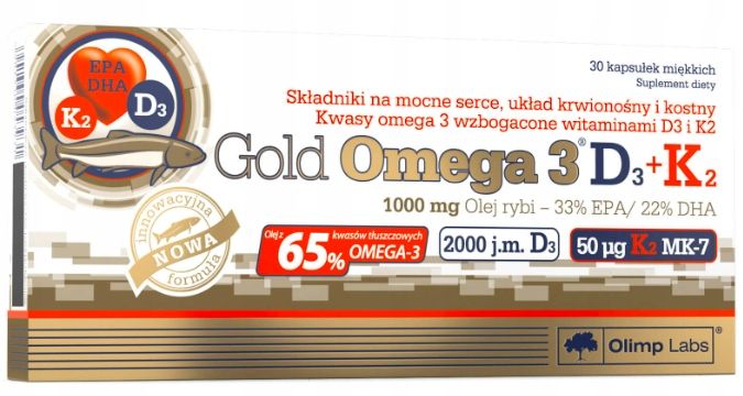 OLIMP GOLD OMEGA 3 D3 + K2 WITAMINA D 2000 j.m 30 kapsułek zdjęcie 1