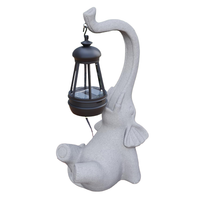 Lampa solarna LED ogrodowa figurka słoń rzeźba szara żywiczna ozdoba