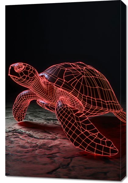 Obraz 60x90cm Neonowy Żółw zdjęcie 1