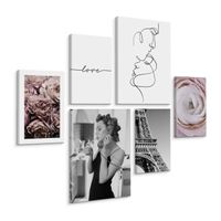 Obrazy Canvas Do Sypialni PIWONIE Kobieta Paryż Szkic Wieża Eiffla 90cm x 80cm