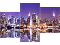 60CM 90 ZEGAR 3 ELEM MANHATTAŃSKI PEJZAŻ ŚCIENNY