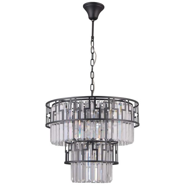 Żyrandol LAMPA wisząca FILIP PND-43493-7A Italux glamour OPRAWA kryształowy ZWIS crystal przezroczysta czarna zdjęcie 2