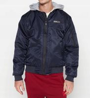 kurtka typu bomber z kapturem z polaru w kolorze granatowym rozmiar XL