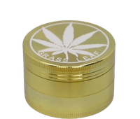 Złoty Crusher Młynek do Tytoniu Grinder Metalowy z Napisem GRASS LEAF