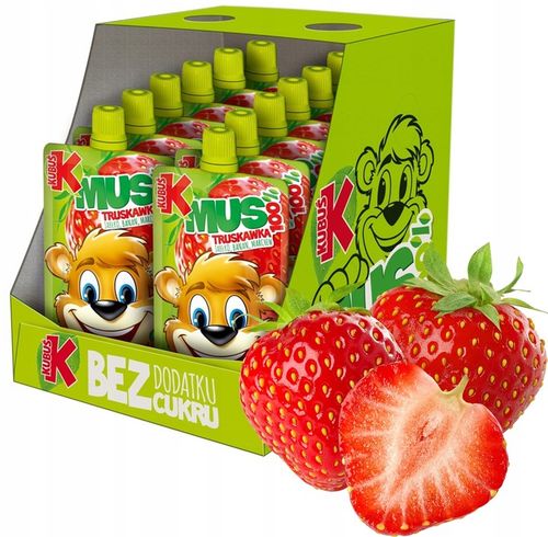 KUBUŚ Mus 100% Truskawka Jabłko 100 g x 12 sztuk na Arena.pl