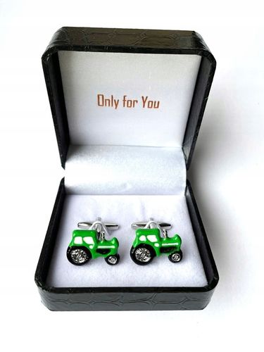 Spinki do mankietów EXC Traktor John Deere Green dla rolnika + prezent etui na Arena.pl