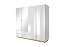 Szafa CARO z lustrem biały połysk do sypialni garderoba z szufladami
