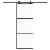 Drzwi przesuwne z zestawem okuć czarne 76x205 cm ESG szkło