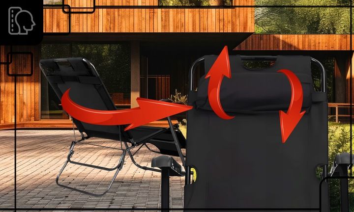 LEŻAK OGRODOWY SKŁADANY REGULOWANE KRZESŁO TURYSTYCZNE PLAŻOWE Z ZAGŁÓWKIEM zdjęcie 6