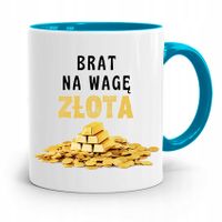 Kubek Błękitny Prezent Dla Brata Na Wagę Złota Z Nadrukiem Ze Zdjęciem