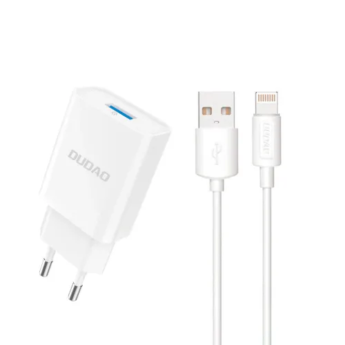 Ładowarka sieciowa Dudao A4EU USB-A 2.1A - biała + kabel USB-A - Lightning na Arena.pl