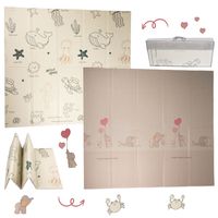 Dwustronna edukacyjna piankowa mata dziecięca XXL 180x200 cm - słoniki