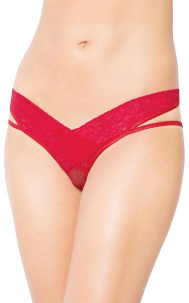 stringi koronkowe softline 2438 czerwone m/l zdjęcie 1
