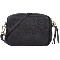 VERA PELLE torebka damska skórzana listonoszka z paskiem V491 czarna