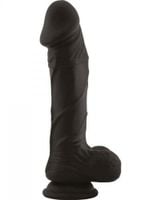 dildo realistyczne silikonowe z jądrami real safe berry black