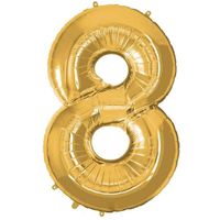 Balon na urodziny cyfra 8 foliowy 40 cm złoty