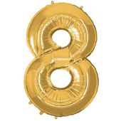 Balon na urodziny cyfra 8 foliowy 40 cm złoty