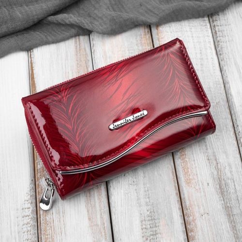 portfel damski skórzany lakierowany z roślinnym wzorem czerwony sp-24-rd na Arena.pl