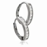 KLASYCZNE RODOWANE SREBRNE KOLCZYKI KOŁA KÓŁKA KÓŁECZKA BIAŁE CYRKONIE