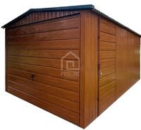 Garaż blaszany 3x5 Brama uchylna drzwi drewnopodobny dach dwuspad PLG121