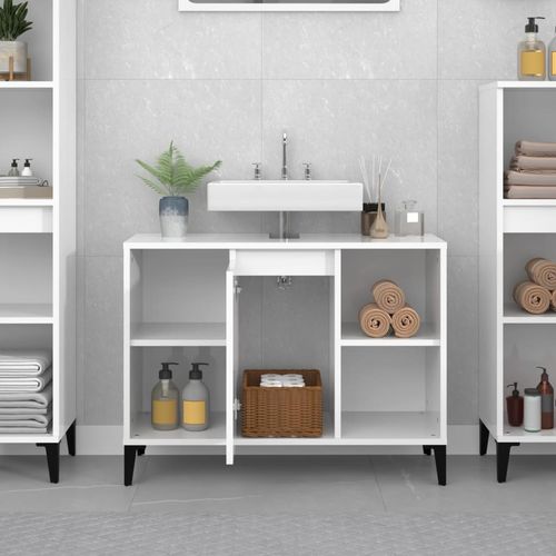 Szafka pod umywalkę, biała, wysoki połysk, 80x33x60 cm na Arena.pl