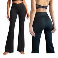 LEGINSY DAMSKIE LEGGINSY DZWONY WYSZCZUPLAJĄCE GETRY CZARNE S/M