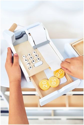 Edukacyjna Zabawka Dla Dzieci Drewniany Stragan z Kasą i Terminalem na Arena.pl