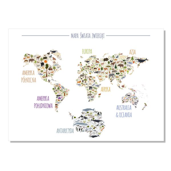 Obraz Mapa Świata Zwierząt zdjęcie 1