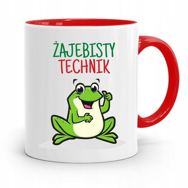 Dla Technika Kubek Czerwony Prezent Z Nadrukiem Ze Zdjęciem zdjęcie 1