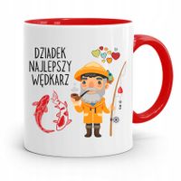 Kubek Czerwony Wędkarza Dziadek Najlepszy Wędkarz Z Nadrukiem Ze Zdjęciem