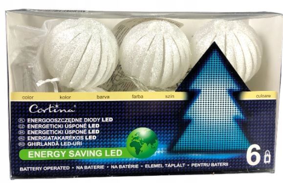 LAMPKI BAWEŁNIANE KULE ZSTAW 6 SZT BROKAT DIODY zdjęcie 4