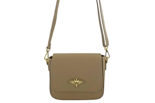 Modna torebka skórzana ze złotym łańcuszkiem - Beżowa na Arena.pl