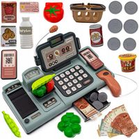 Sklepowa KASA FISKALNA dla dzieci WAGA koszyk SKANER produkt zabawa w SKLEP